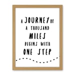 Artery8 A Journey Of A Thousand Miles Begins With One Step Inspirational Positive Motivational Gym Workout Living Room Aesthetic Artwork Framed Wall Art Print 18X24 Inch