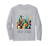 New York City skylines NYC statue of liberty Cubism art Long Sleeve T-Shirt