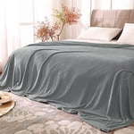 BEDELITE Fleece Blanket Queen Size, Plush Cosy Large Grey Blanket for Sofa & Bed, Super Soft and Warm Fluffy Blanket