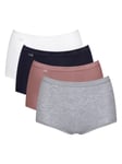 Sloggi Womens Basic+ Maxi Briefs 4 Pack - White Polyamide - Size Medium