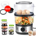 Electric Food Steamer Healthy Steam Multi-Cooker & Rice Bowl BPA Free 3 Tiers