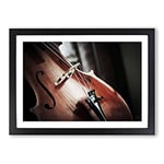 Big Box Art Cello Instrument (1) Framed Wall Art Picture Print Ready to Hang, Oak A2 (62 x 45 cm)