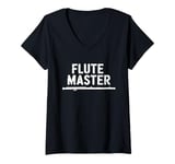 Womens Flute Master, Flute Instrument Player and Orchestra Flutist V-Neck T-Shirt