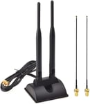 Antenne WiFi PC Rallonge Antenne WiFi Bluetooth Omnidirectionnel Double Magnetique 2.4GHz 5.8GHz with MHF4 to RP-SMA Female Pigtail Cable (2-Pack) for Desktop M.2 NGFF Wireless Network Card