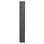 Radiateur à Colonne Ovale 1800mm x 240mm, Chauffage Moderne Vertical à Tube Ovale en Acier au Carbone Gris Anthracite Mat, Cuisine Salon Salle de Bain [Brosse, Attaches Murales & Supports INCLUS]