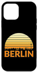 Coque pour iPhone 12 mini Vintage Berlin paysage urbain silhouette coucher de soleil rétro design