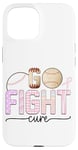 Coque pour iPhone 15 Go Fight Cure Thème de sensibilisation au baseball Rose