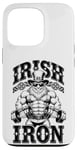 Coque pour iPhone 13 Pro Irlandais Iron Funny St Patrick Day Leprechaun Gym Fitness