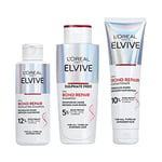 L’Oreal Paris Elvive Bond Repair Full Routine Set for Damaged Hair, Pre-Shampoo Treatment 200ml, Shampoo 200ml and Conditioner 150ml, Deep Intensive Hair Repair Treatment, Rebuild Broken Hair Bonds