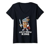 Womens Cold Brew Coffee King Funny Drink Illustration V-Neck T-Shirt