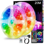 Ahlsen - Ruban Led 20m, Led Chambre, Bande Led Lumineuse Contrôlé par app Bluetooth ou Télécommande 44 Touches, Synchroniser avec Rythme de Musique,