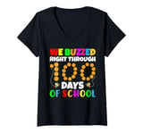 Womens Bee Teacher Kids We Buzzed Right Through 100 Days Of School V-Neck T-Shirt