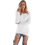 EIJFKNC Womens Casual Solid Long Sleeve Jumper Sweaters Blouse Suitable For Autumn Or Winter Comfortable,White,XL