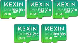 128Go Carte Micro SD Lot de 5 Cartes Mémoire microSDXC Full HD & 4K UHD UHS-I U3 V30 A1 Lot de 5 Micro Cartes SD Stockage pour Smartphone Android, Tablette