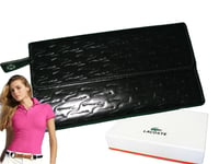 LACOSTE PURSE WALLET Women's Leather Vintage 13L Pied De Croc Slg5 Black NEW