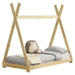 Lit de Tipi pour Enfant Onejda Bois Naturel 160 x 80 cm en.casa