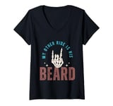 Womens My Other Ride Is His Beard Retro On Back V-Neck T-Shirt