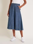 Monsoon Harper Midi Denim Skirt, Indigo