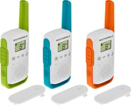 Motorola Talkabout T42 - Triple Pack - Bærbar - Toveis Radio - Pmr - 446 Mhz - 16-Kanalers - Grønn Og Hvit, Blå Og Hvit, Oransje Og Hvit (En Pakke 3)