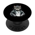 American Shorthair Cat Thug Cat Gangster Cat Gangster Life PopSockets PopGrip Adhésif