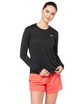 Nike W Nk Miler Top LS Long Sleeved T-Shirt - Black/(Reflective Silver), X-Large