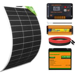 Kit complet de panneau flexible solaire 130W 18V avec batterie lithium LiFePO4 50Ah 12V pour bateau, maison, caravane, marine - Eco-worthy