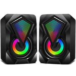 Haut-parleur PC, haut-parleur USB pour ordinateur 10 W 2.0 Système de haut-parleurs stéréo avec éclairage LED coloré pour PC, ordinateur de bureau, ordinateur portable, smartphone