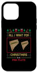 Coque pour iPhone 12 mini Pull moche avec inscription « All I Want For Christmas Is A Pan Flute Music »