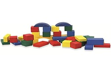 Marionette Wooden Toys Mixte Baby 8711252168258 Lot de 100 Blocs de Construction en Bois dans Un récipient de Rangement Vert/Jaune/Bleu/Rouge