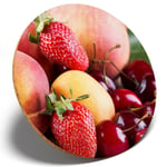 1 X Juicy Fruit Peach Cherry - Round Coaster Kitchen Student Kids Gift #15866