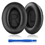 GlasFlength Coussinet Casque pour Bose QC35 et QC35 II 1Paire, Mousse viscoélastique Acoustique et Cuir protéique Oreillette de Remplacement pour Bose QuietComfort 35 and Quiet Comfort 35 II (Noir)