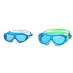 Zoggs Phantom Junior Mask Blue White Tint Blue & Kids' Phantom Mask with UV Protection And Anti-fog Swimming Goggles, Blue/Green/Yellow, 0-6 Years