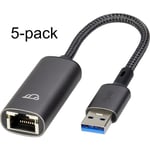 Bluecloud USB-A 3.0 Gigabit Ethernet -adapteri, 5-pack