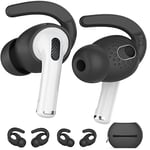 AhaStyle 2 Pairs AirPods 3 Ear Hooks Cover Silicone Earbuds Tips [Added Storage Pouch] Compatible with Apple AirPods 3 2021 (Large + Small, Black)