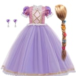 Disney Trassel Rapunzel Prinsessklänningar Flickor Cosplay Isabella Kostymer Barn Klänning Upp Karneval Festklänning Halloween Kläder 4T(Tag 110) 4pcs Dress set A