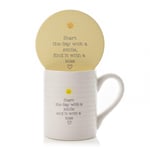 Love Life 'Start the Day with a Smile End it with a Kiss' Tea Mug & Coaster Set