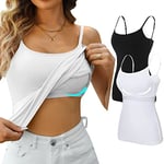 CharmLeaks Ladies Sleeveless Vests Tank Top Cotton Strappy Cami Gym Vest Tops Black White Medium Black & White