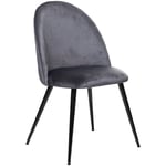 Atmosphera Créateur D'intérieur - Chaise Slano pieds métal noir velours gris souris