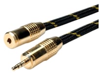 Roline 11.88.4755 Jack Audio Connection Cable [1X Jack 3,5 Mm - 1X Jack 3,5 Mm] 5,00 M Svart/Guld Skärmad