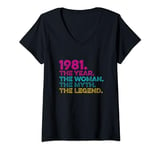 Womens Special Birthday Vintage 1981. Year Woman Myth Legend V-Neck T-Shirt