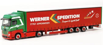 HERPA - Camion avec remorque WERNER – MERCEDES Actros 4x2 - 1/87 - HER317214