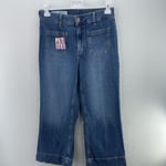 River Island Petite Blue High Waisted Pocket Wide Leg Jean, Size 14 Extra Short