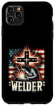 Coque pour iPhone 11 Pro Max Soudeur Drapeau Américain Soudage Foi Croix Chrétienne Soudure