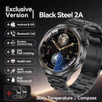 2024 Uusi Gps Sports Nfc Fashion Smart Watch Miesten 1,85" Amoled-Näyttö Syke Verenpaine Terveys Älykello Huawei Ios:Lle_Black Steel 2A_Original box