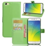 Oppo A77 (2017) Pu Wallet Case [Green]