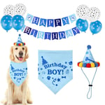 1 Dog Birthday Party Supplies Set Including 1 Birthday Bandana + 1 Birthday Banner + 1 Birthday Cone Hat + 8 Birthday Balloons Creative Gift for Pet Puppy Dog