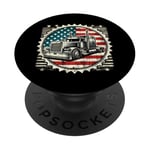 Semi-Trailer Trucker Big Rig American Flag Truck Driver PopSockets Adhesive PopGrip