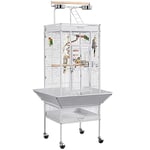 Yaheetech Grande Cage Oiseau Cage Perroquet Volière Oiseaux Intérieur Exterieur avec roulettes pour Cacatoès Perruche Canaris Perroquet Blanc