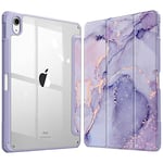 FINTIE Coque pour iPad 10ème Génération 10.9 Pouces 2022 - [Rangement de Stylet] Coque Rigide et Transparente Claire, Housse Antichoc avec Bords en TPU Veille/Réveil Auto, Marbre Lilas