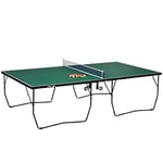 SPORTNOW 9FT Folding Table Tennis Table, Portable Full-Size Ping Pong Table w/ 8 Wheels, 2 Bats, 3 Balls, Quick Set-Up Indoor Game Table - Green